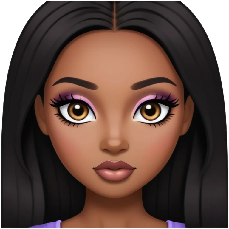 african beauty standard, dark hair, pretty makeup, pretty bratz baddie, black eyeliner emoji