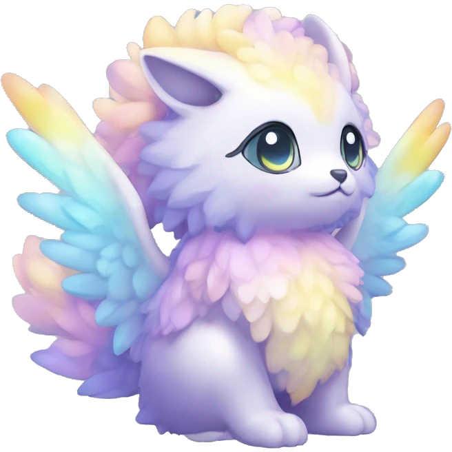 Shiny Innocent Shy Sparkly Colorful Pastel Fluffy beautiful fantasy Kawaii Ethereal Sona Fakemon-animal Full Body emoji