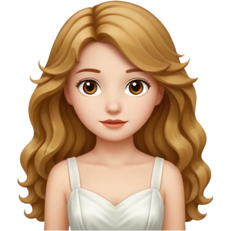 a girl with hazel long wavy silky hair.  emoji
