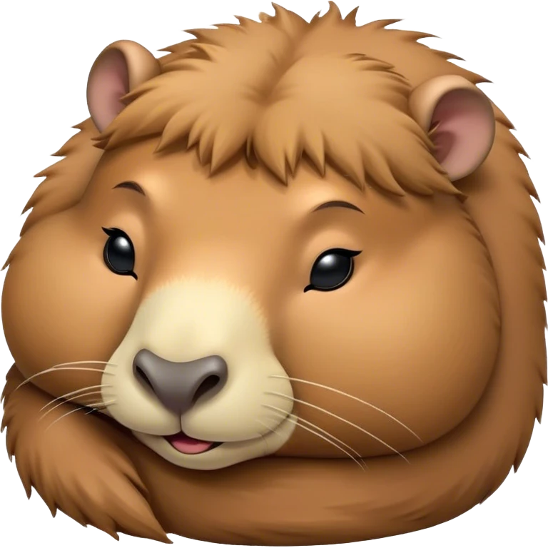Meme-Worthy cute Sleeping Capybara Portrait Emoji, Head resting peacefully with a contented smile, showcasing luxuriously soft, fluffy fur and eyes gently closed in serene slumber, Simplified yet hilariously adorable features, highly detailed, glowing with a soft, drowsy natural light, high shine, relaxed and utterly lovable, stylized with an air of playful laziness, bright and heartwarming, soft glowing outline, capturing the essence of a sleeping capybara that feels destined to become the next viral sensation of adorable rest! emoji
