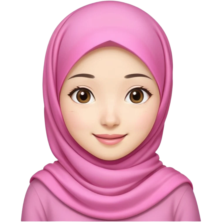 beautiful Asian girl, white skin, wearing a pink hijab, half full body emoji