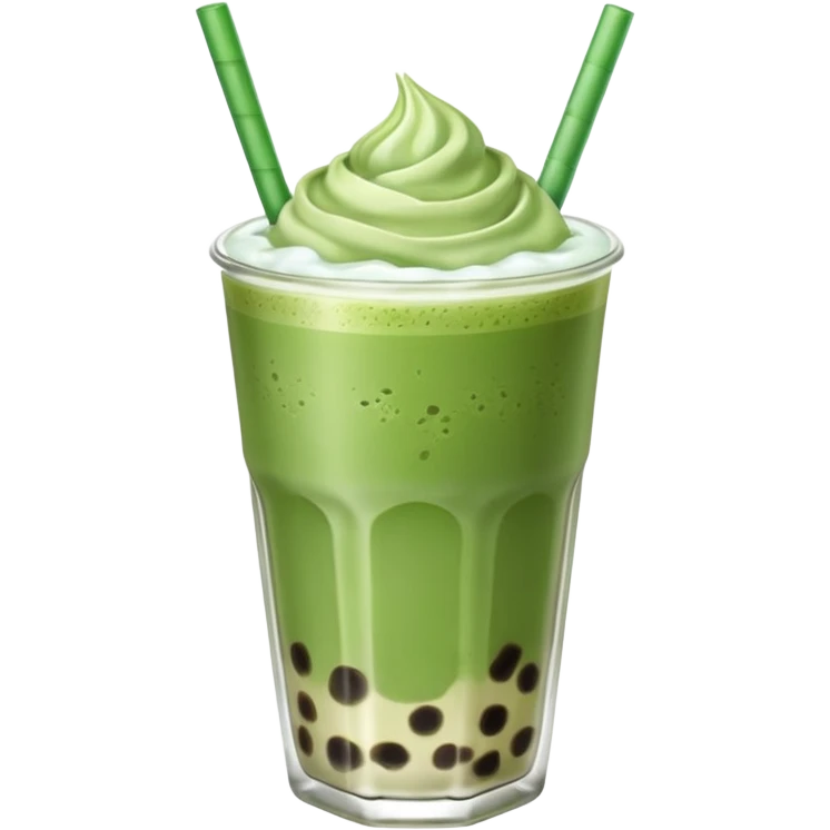 matcha latte with boba and ice emoji