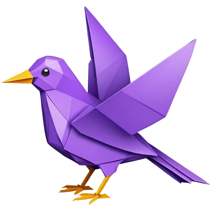 purple colored bird origami facing right do not show feet emoji