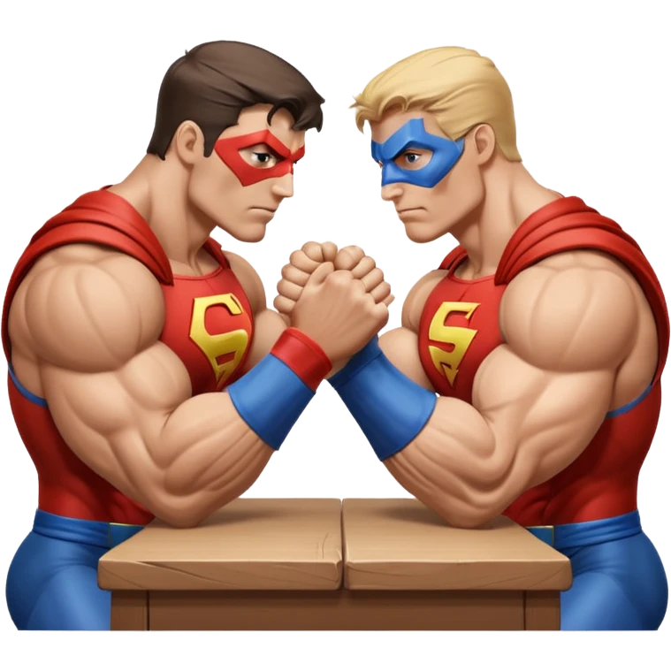 2 superheroes arm wrestling each other emoji