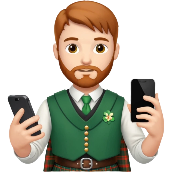 ireland man with skirt and smartphone emoji