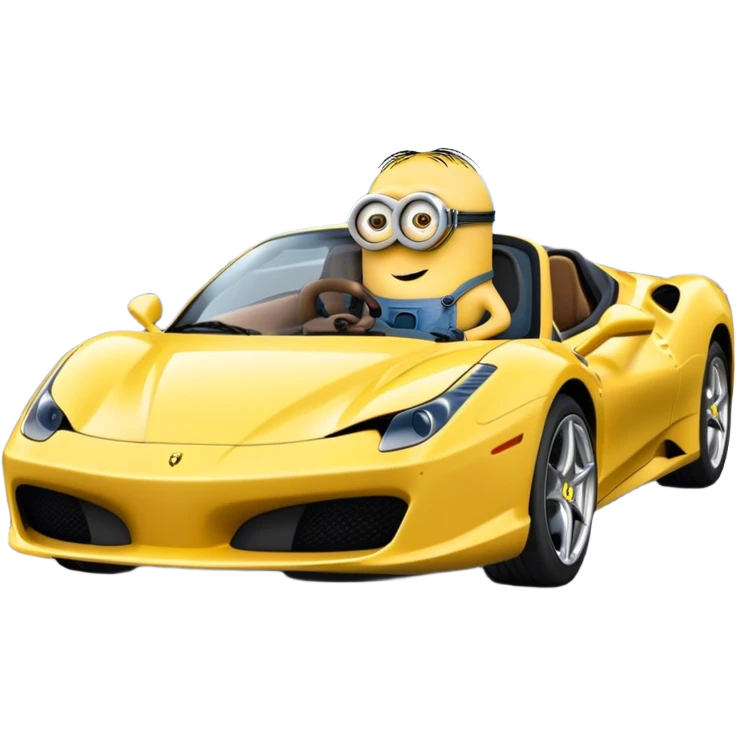 a minion driving a ferrari on pacific drive emoji