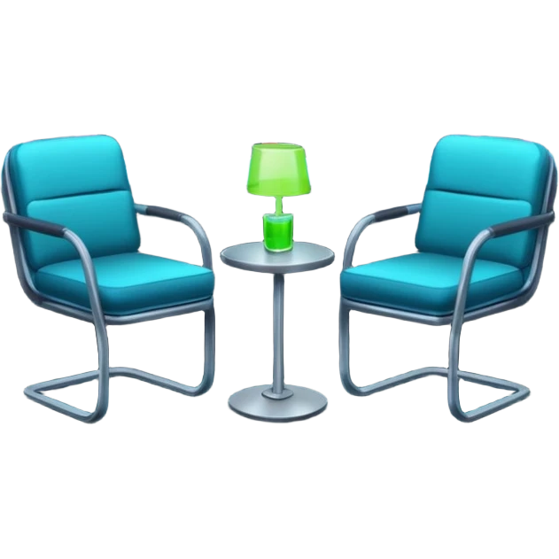  Apartment Windows with neon reflection, empty chair. emoji