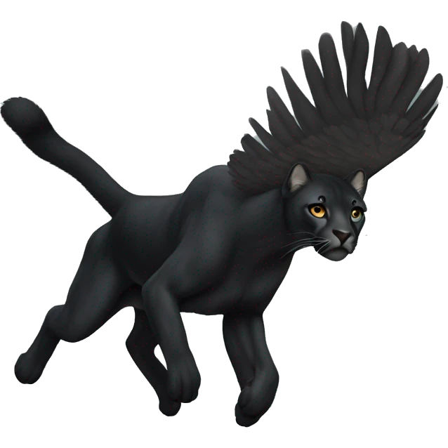 winged black puma flying emoji
