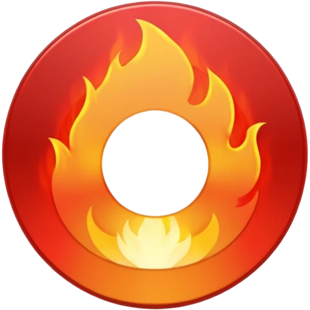 A minimalist CD disc with a subtle fire design, red fire emoji