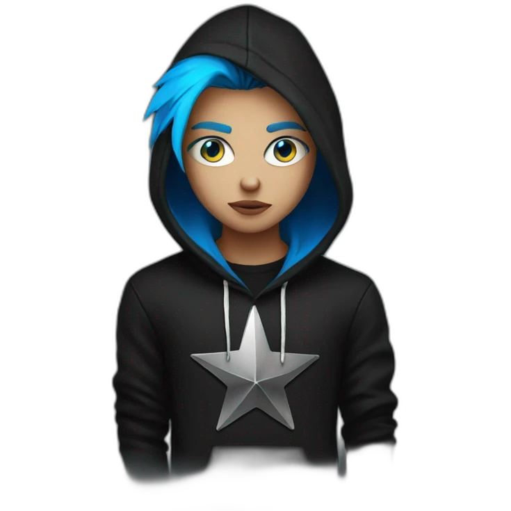 punkstar with blue eyes and a black hoodie emoji