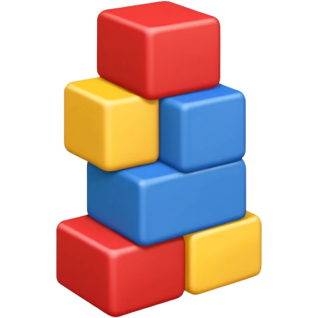 blocks ontop of eachother but staggered in different primary colours emoji
