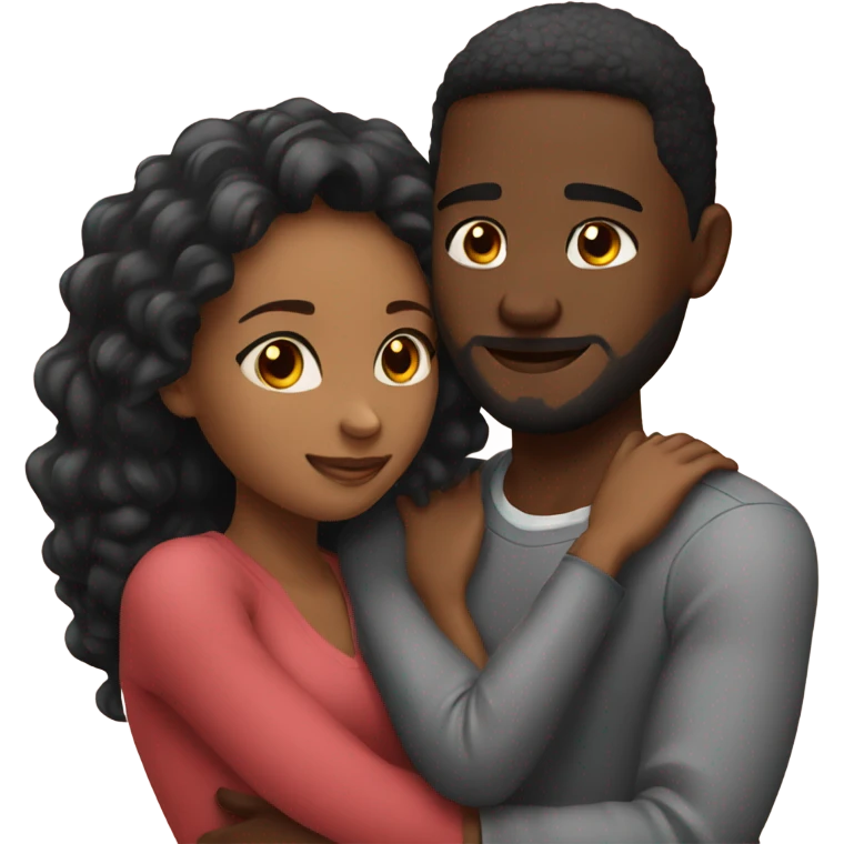 Cute black couple in love hugging  emoji