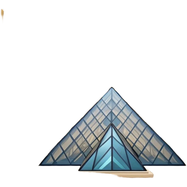 Cinematic Realistic Louvre Museum Landmark Emoji, depicted with the historic museum facade and glass pyramid rendered with lifelike detail and elegant, ambient lighting. emoji