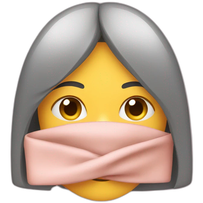 A girl hiding her face with a cover emoji