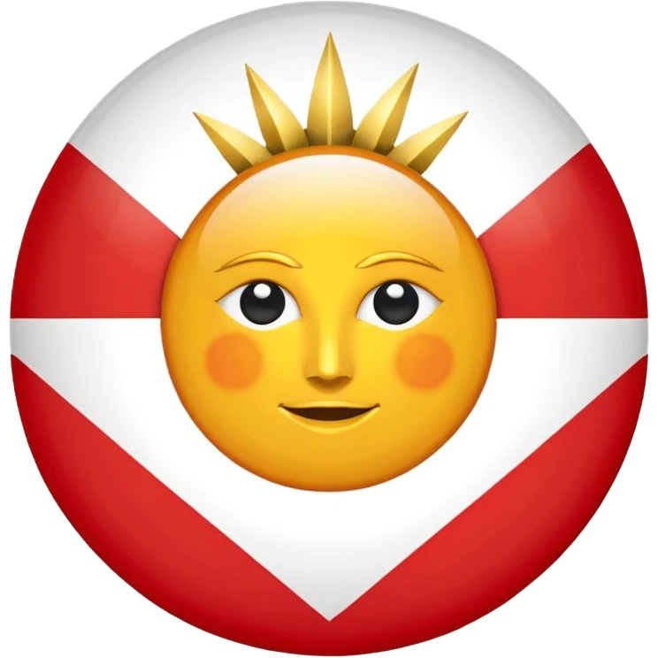 The ezidisch flag is white and red and in the middel is die sun  emoji