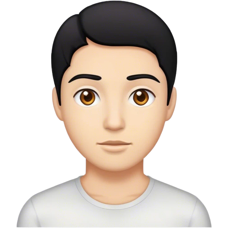 face with black hair an brown eyes emoji