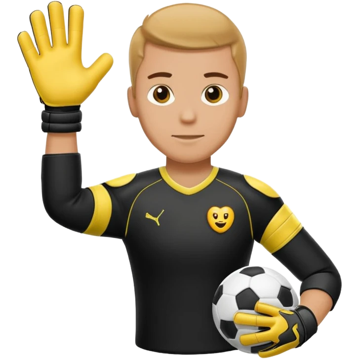 Football goalkeeper gloves with man goalkeeper and small emoji emoji