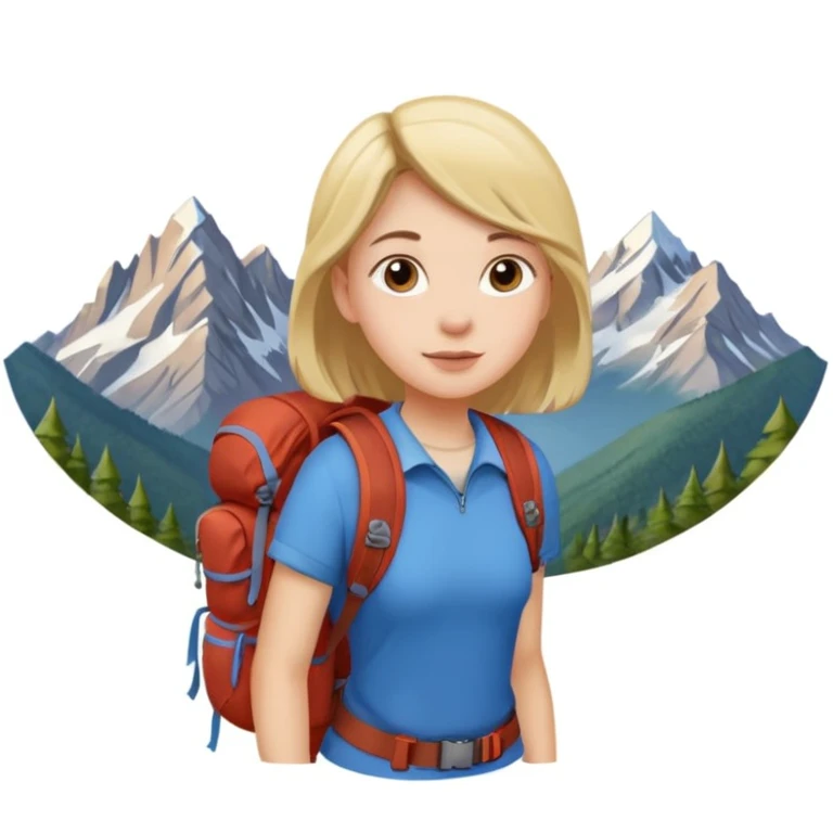 girl back packing mountains background  emoji