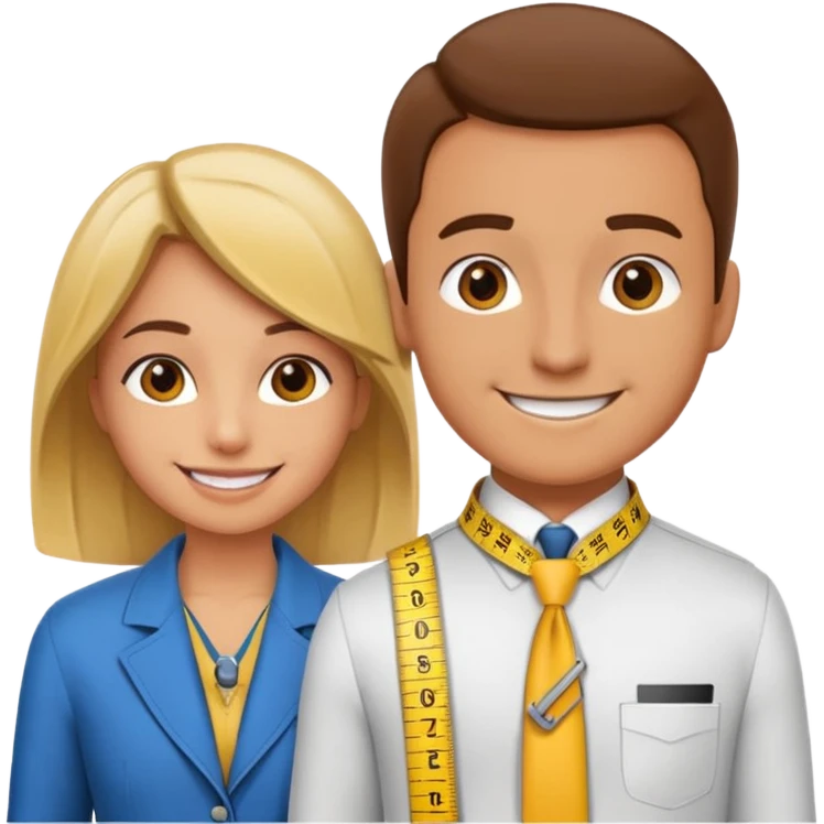 Tailor with Measuring Tape around neck pose with another person emoji