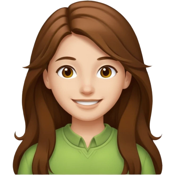 

"You have long brown hair that frames your face beautifully. Your skin is fair, giving you a fresh and youthful appearance. You have a warm smile that lights up your features. Your style is casual and comfortable, often wearing soft colors like light green that complement your look."

 emoji