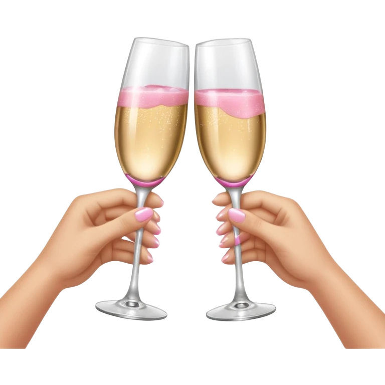 champagne glasses with pink champagne giving cheers with hands emoji