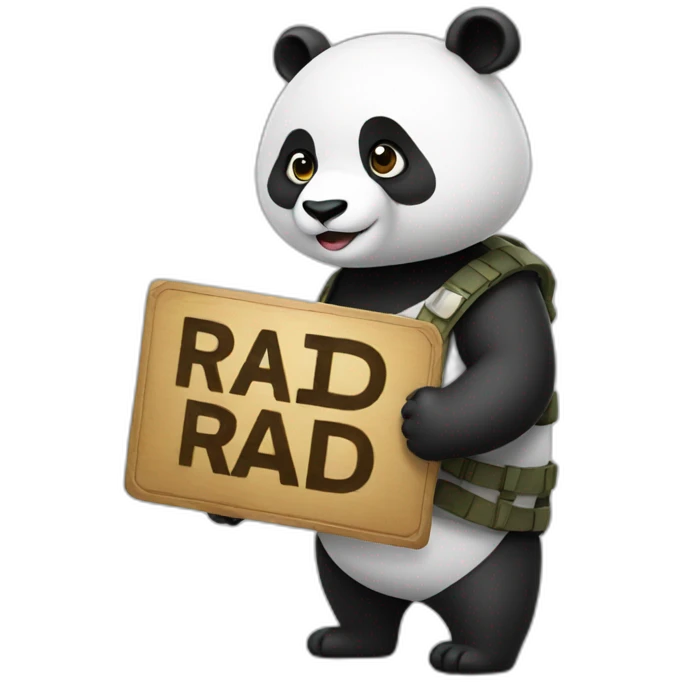 Panda holding "raid" sign emoji