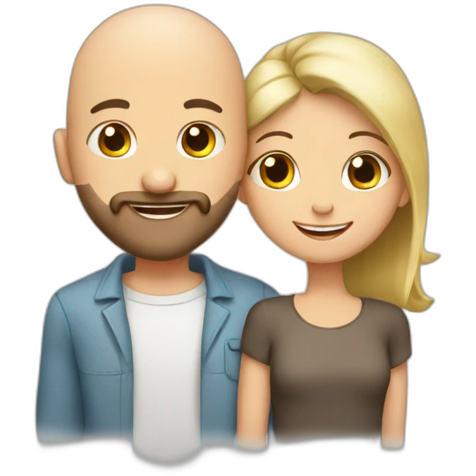 Happy-secret-couple-bald-guy-with-beard-with-boy-haircut-girl-hugging emoji
