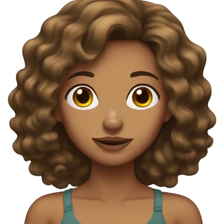 tan girl with brunette wavy hair emoji