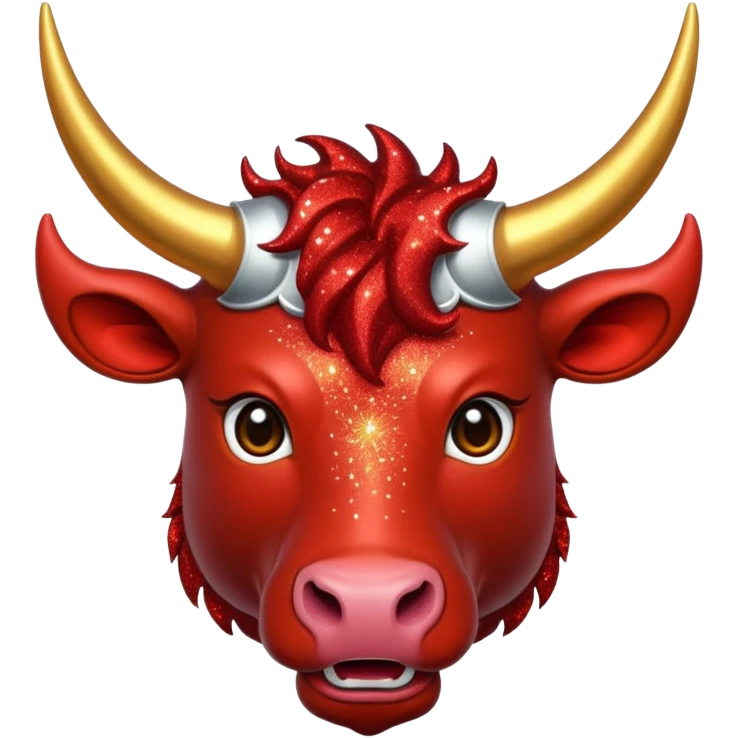 red glitter horned ox emoji