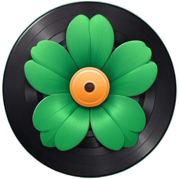 Vinyl record with a flower green point inside emoji