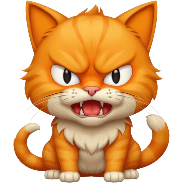 full body of angry cat with fangs, front face  emoji