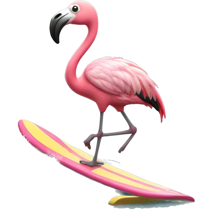 Flamingo surfing emoji