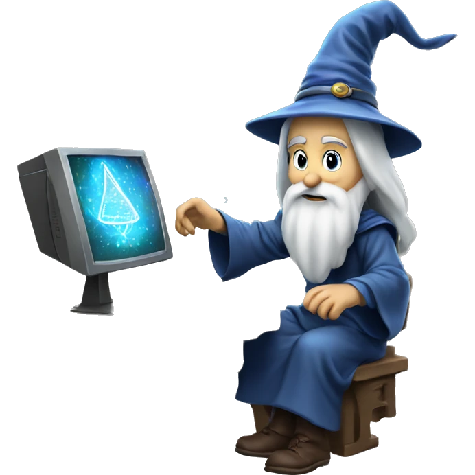 wizard coding computer with magic emoji
