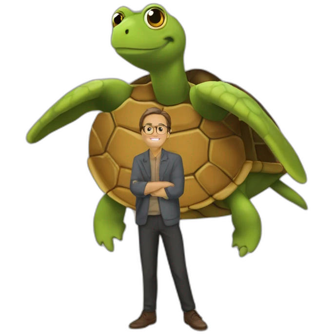 Emanuel marcon sur une tortue emoji