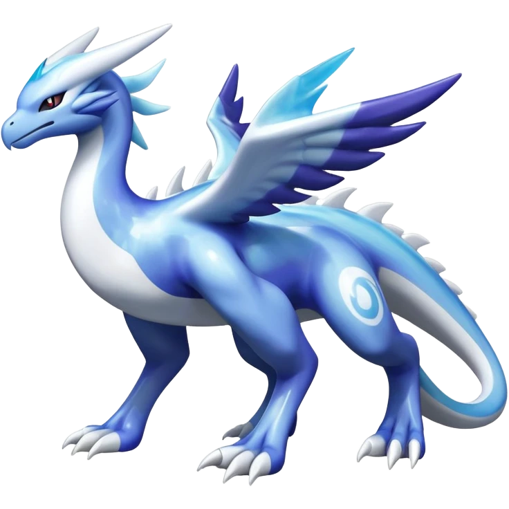Shiny lugia-dialga-suicune-hybrid, marbled glass markings, full body emoji