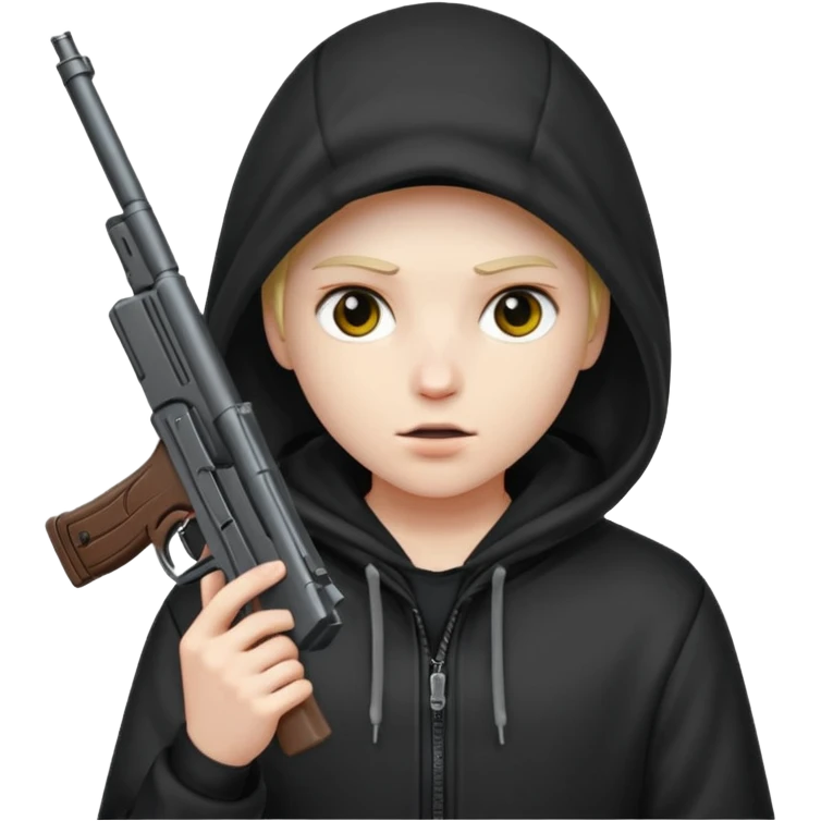 Una persona encapuchada con una pistola emoji