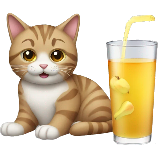 Cat drinking apple juice emoji