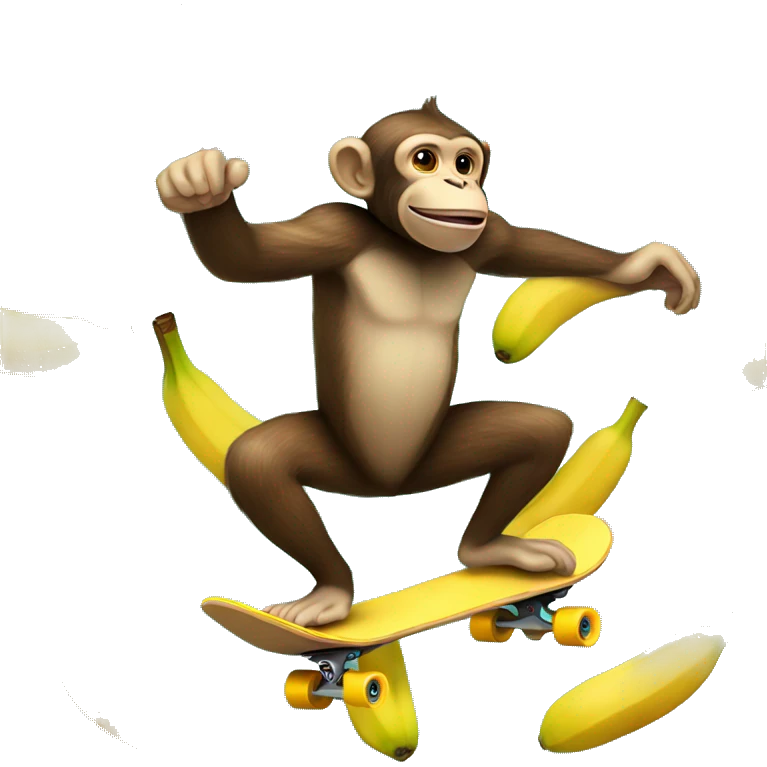 a monkey riding a skateboard made of bananas emoji