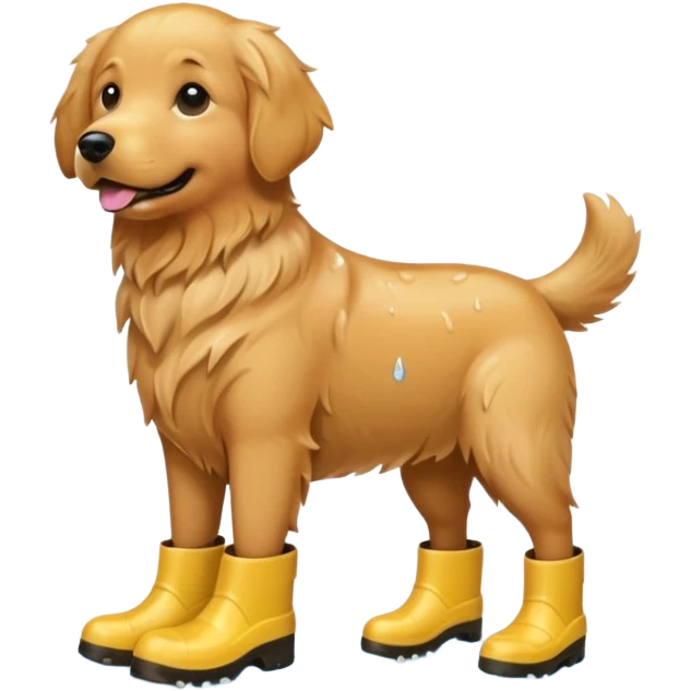 golden retriever with rainboots emoji