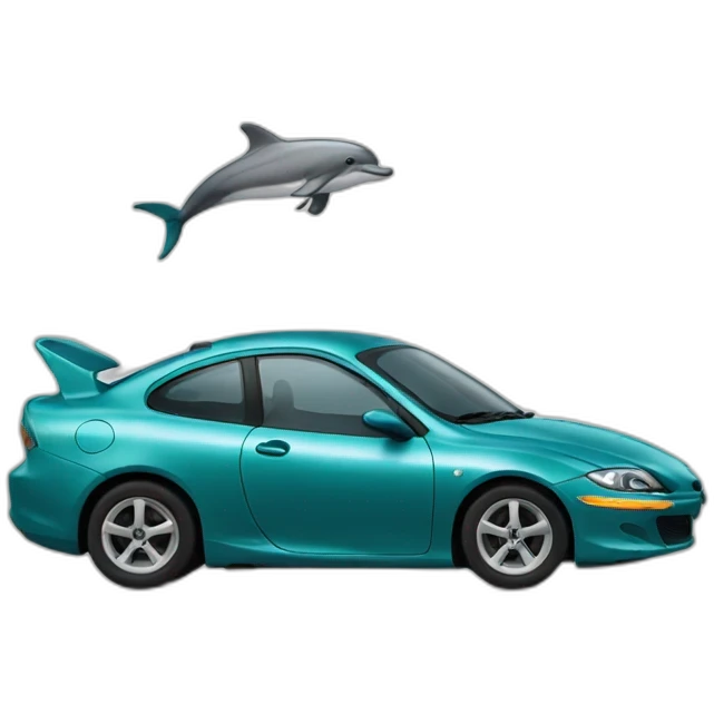 car with dophin emoji