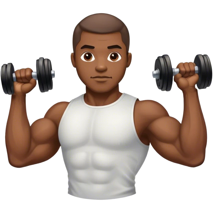 African-American man Arm curling dumbbell with veiny biceps emoji