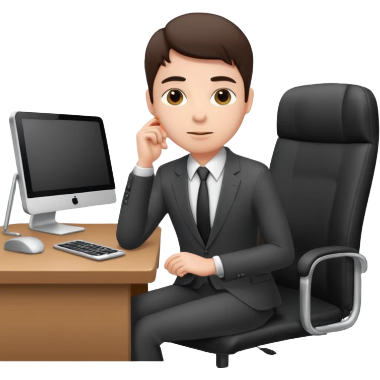 employee sitting at a desk full body emoji