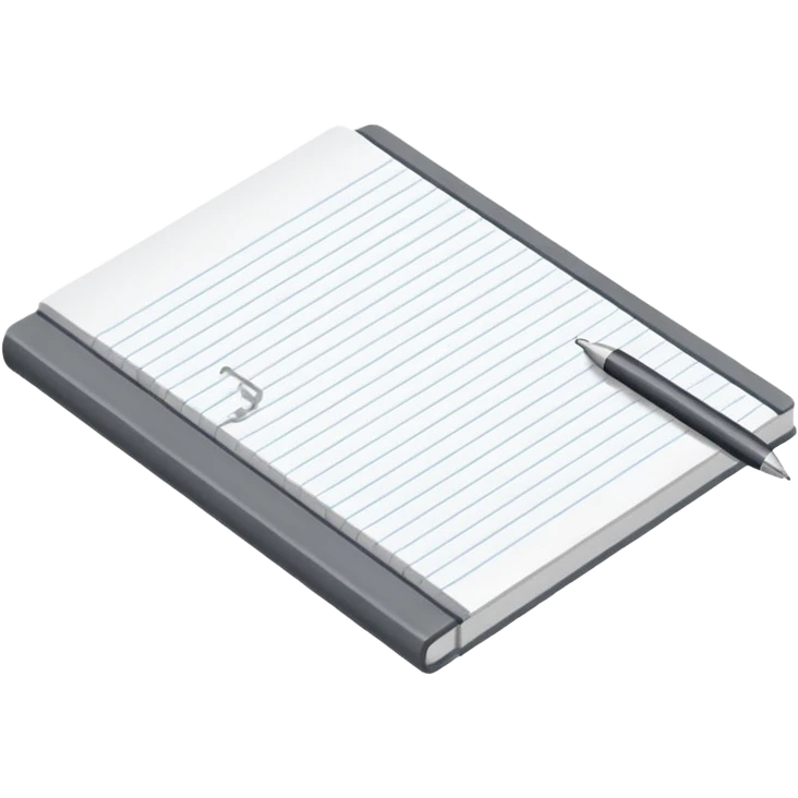Draw a blocknote, an isometric camera with a High-Angle Shot emoji