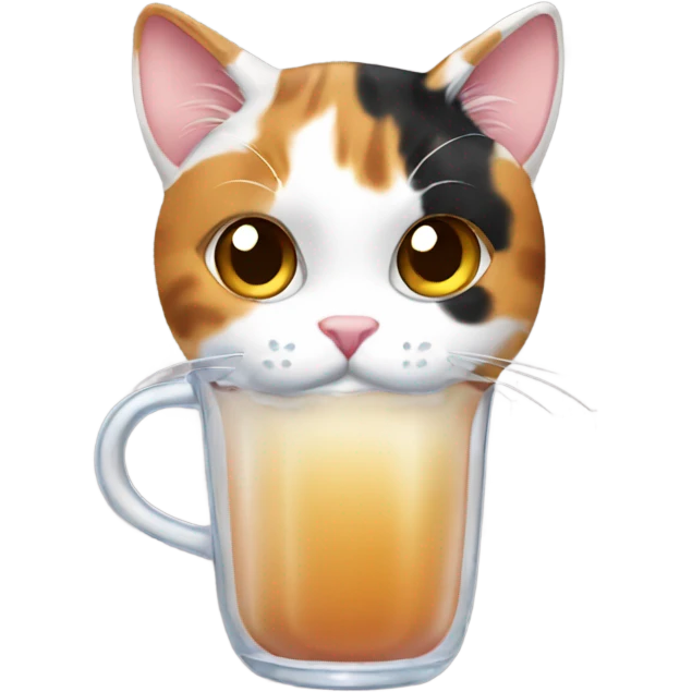 Calico cat drinking boba  emoji