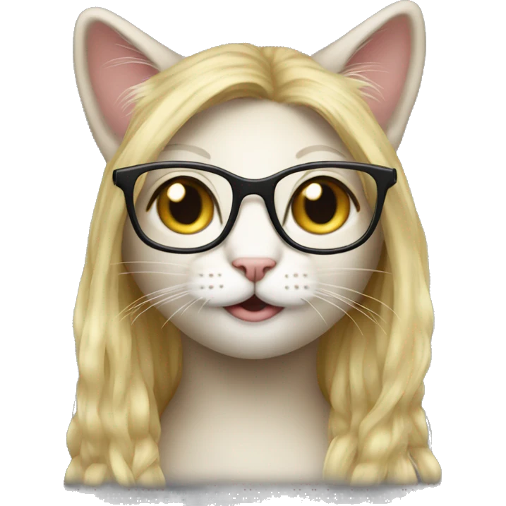 female cat with hair and glasses blond emoji