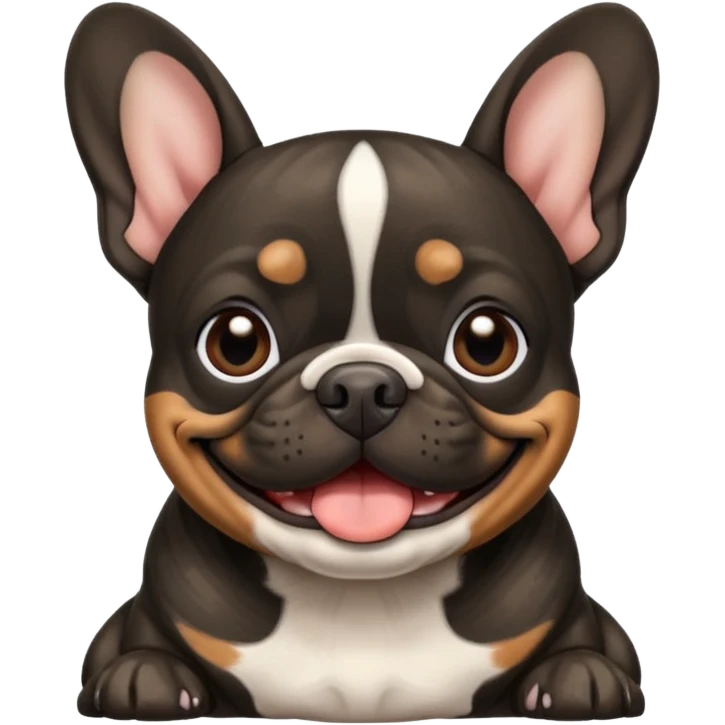 black brindle french bulldog smiling emoji