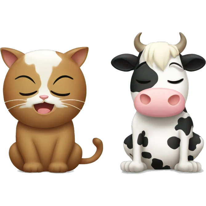 Cat and cow doing yoga emoji
