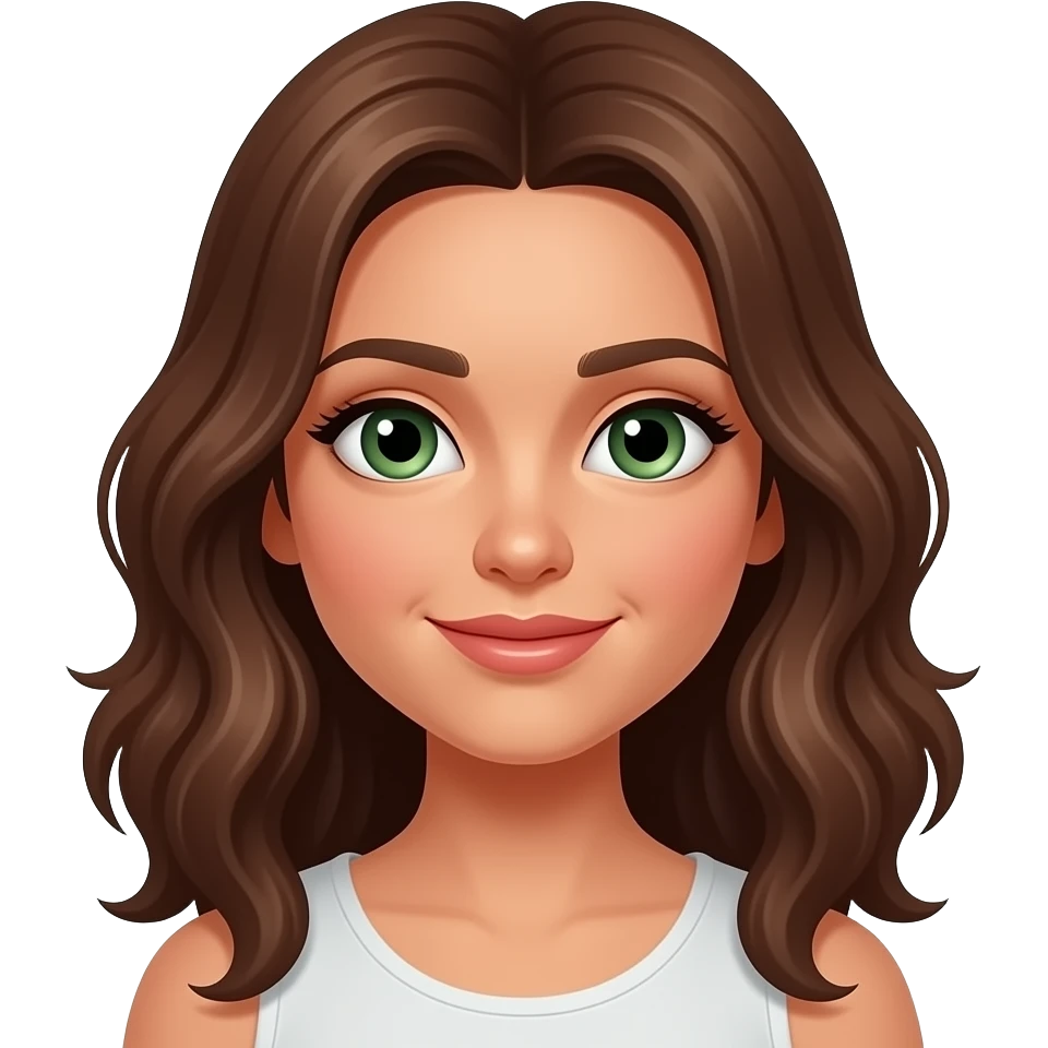 بنت شعر بني ويفي حنطية لون عيونها اخضر emoji
