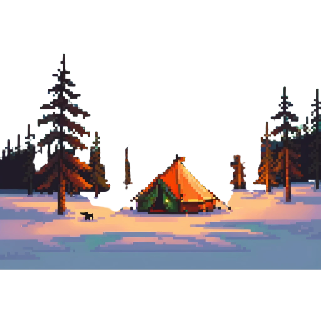 tent under northern lights emoji
