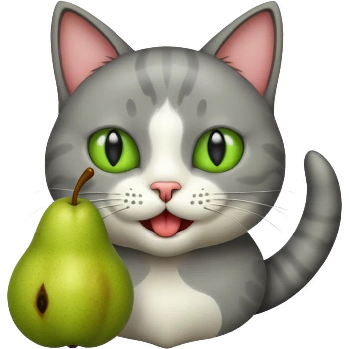 katze mit birne zwischen den zähnen  emoji